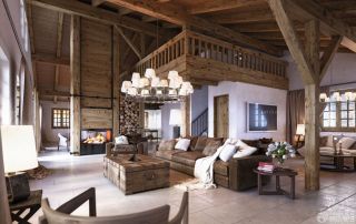 木结构别墅室内客厅设计图片