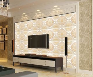 最新欧式客厅装修凹凸感壁纸装修效果图
