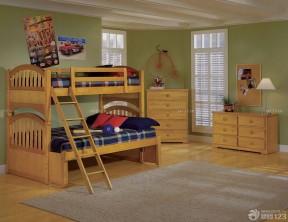 经典美式风格卧室母子高低床设计图