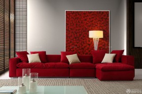 结婚新房装饰图红色沙发效果图