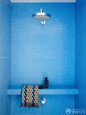 蓝色瓷砖马赛克墙效果图
