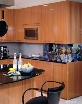 开放式厨房壁挂式鱼缸图片