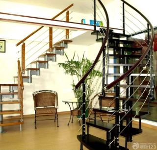 现代钢木楼梯设计效果图