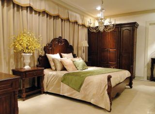美式风格卧室实木床效果图