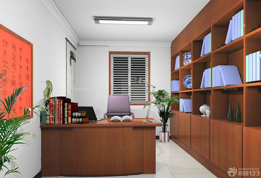 新中式风格办公室窗帘装修案例