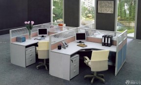 最新现代风格屏风办公桌转椅室内图