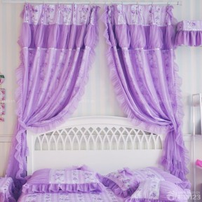 最新时尚温馨小卧室紫色窗帘效果图大全