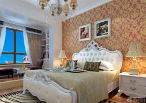 欧式卧室彩色壁纸设计效果图
