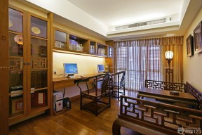 中式风格书房组合书架桌装修效果图欣赏