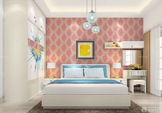 现代风格卧室彩色壁纸装修案例