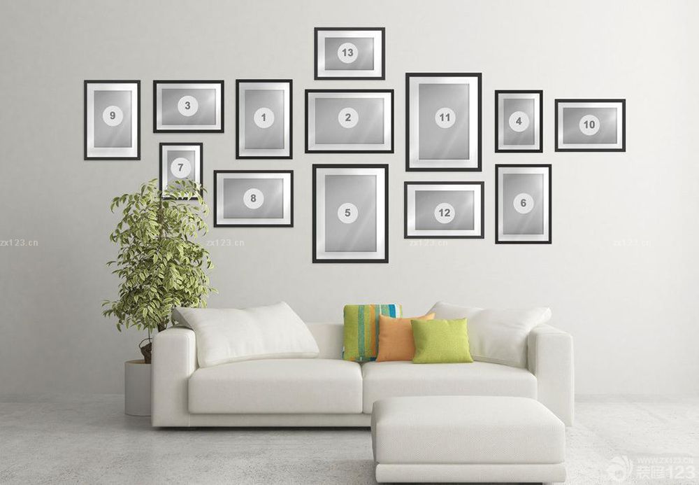 简约风格客厅情侣照片墙设计效果图