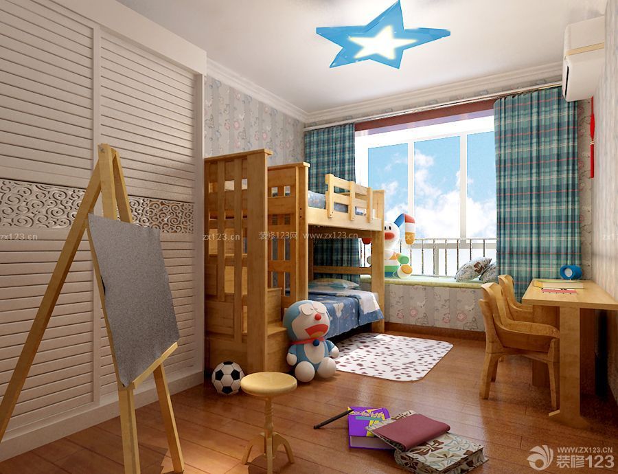 小户型儿童房间实木家具布置图片