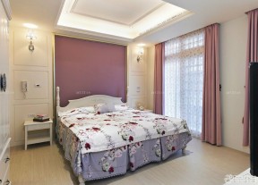 个性家庭卧室室内紫色墙面装修设计图
