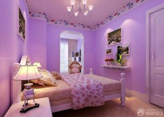 温馨家庭儿童房室内紫色墙面装修图片