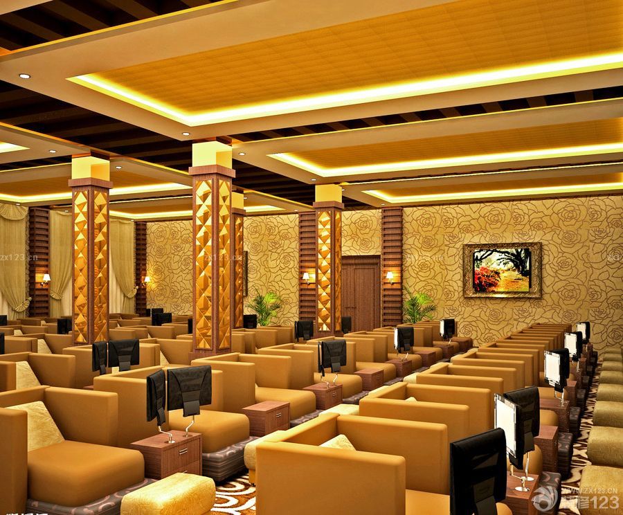 2015楼中楼大客厅金色吊顶实景图大全