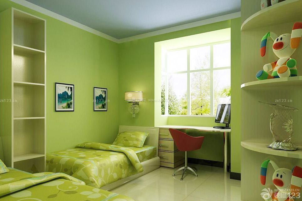 绿色墙纸装修效果图图片