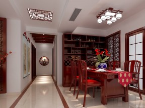 最新中式家庭室内红木色门装修图