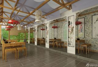 中式风格中型饭店装修效果图