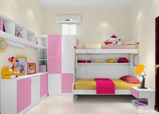现代小户型儿童房高低床摆放图