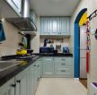40小跃层厨房蓝色橱柜设计图