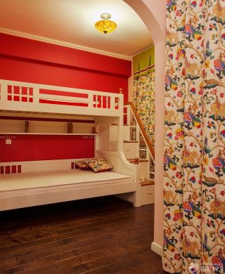 美式小卧室实木儿童床设计图片大全