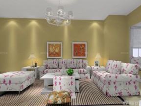 最新田园家庭室内客厅沙发套实景图