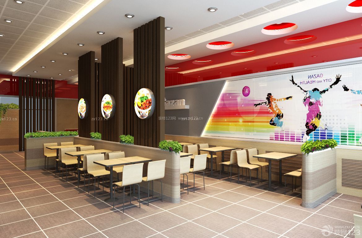 2023最新现代快餐店小餐桌设计图片