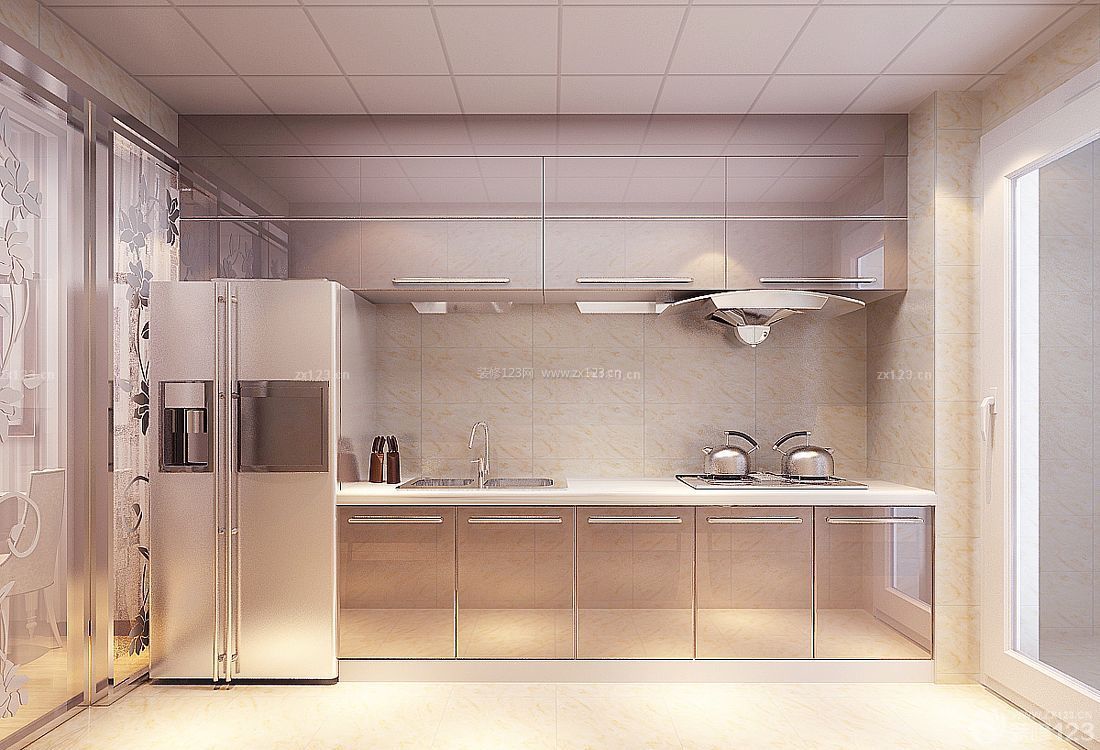 2023现代风格厨房玻璃推拉门设计图片