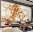 新中式客厅背景墙彩绘设计图