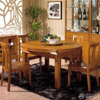 现代中式家装实木折叠餐桌设计图片欣赏