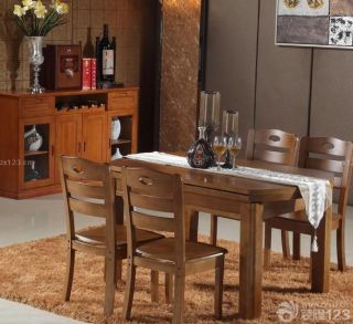 经典现代中式家装实木折叠餐桌设计图片