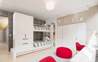 现代风格儿童房白色家具设计图片