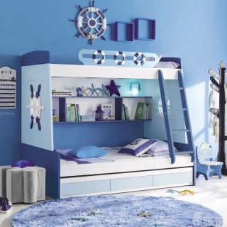 地中海风格儿童房高低床设计图片
