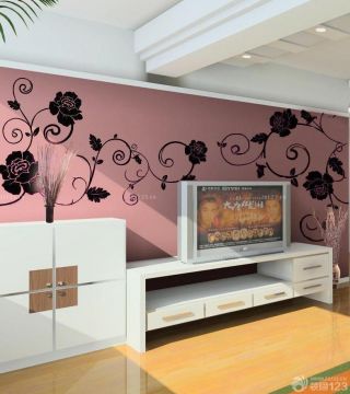 房屋客厅电视背景墙彩绘设计图