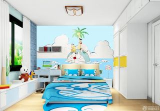 儿童房床头背景墙彩绘设计图