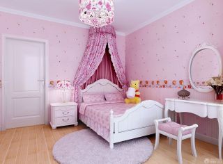欧式风格10平米儿童房粉色墙纸设计图