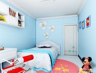 现代风格10平米儿童房蓝色墙面装饰图