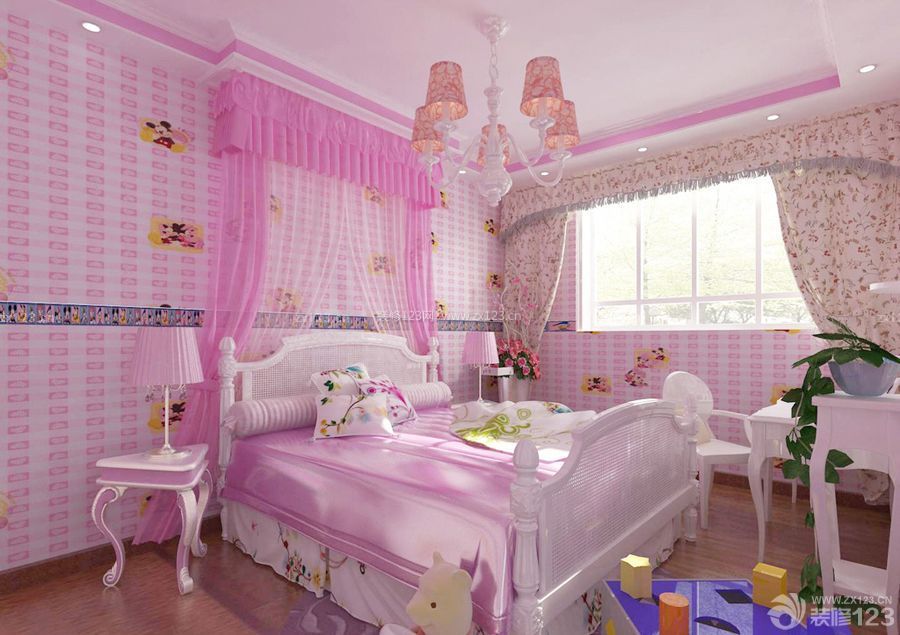 欧式风格公主房间小花窗帘设计图