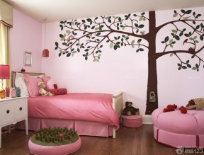 室内手绘 粉色墙面