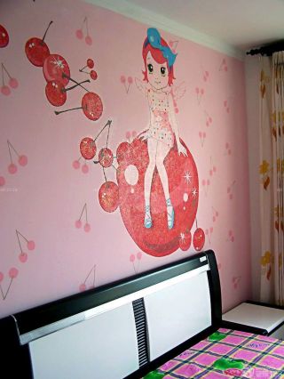 室内卧室手绘背景墙装饰效果图