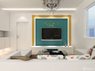 简约风格绿色电视墙造型设计效果图