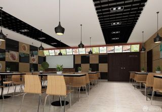 小型快餐店镂空吊顶设计案例