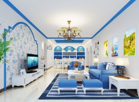 简单一室一厅装修设计 地中海风格