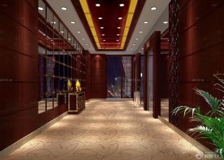 五星级商务酒店电梯口天花板灯装修效果图