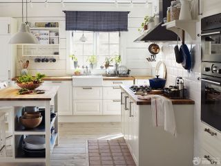 北欧家庭厨房欧式短帘装修实景图