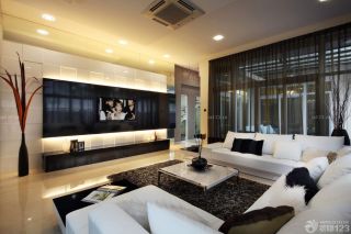 现代客厅瓷砖电视背景墙装修效果图