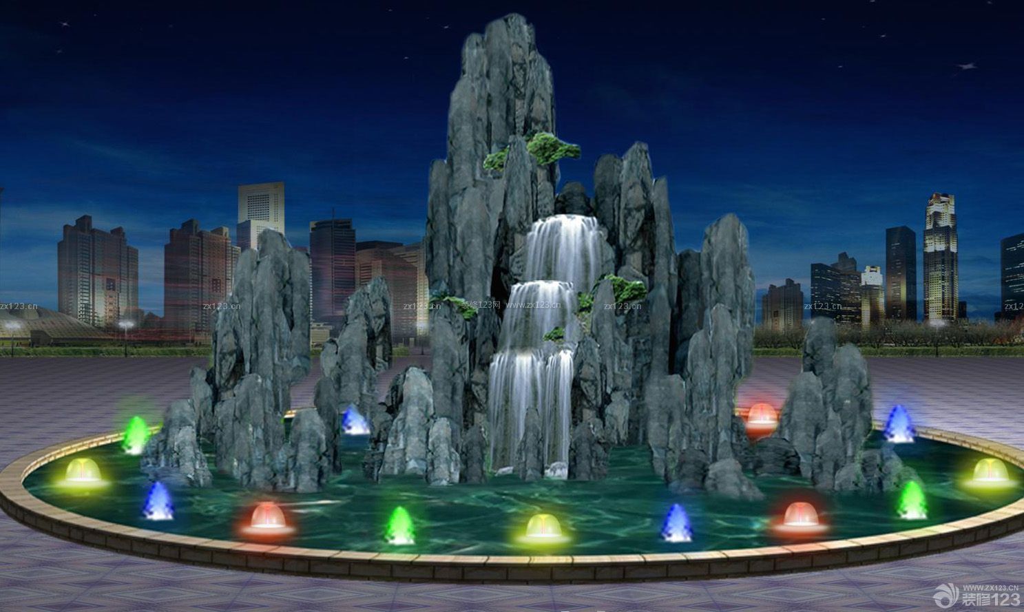 喷泉设计效果图图片素材-编号10395975-图行天下