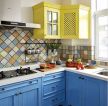厨房蓝色实木橱柜设计图