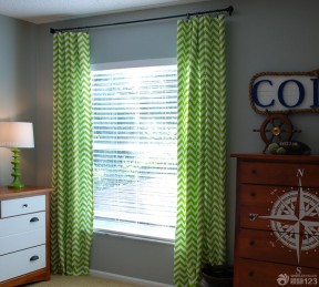 绿色窗帘 小户型窗台