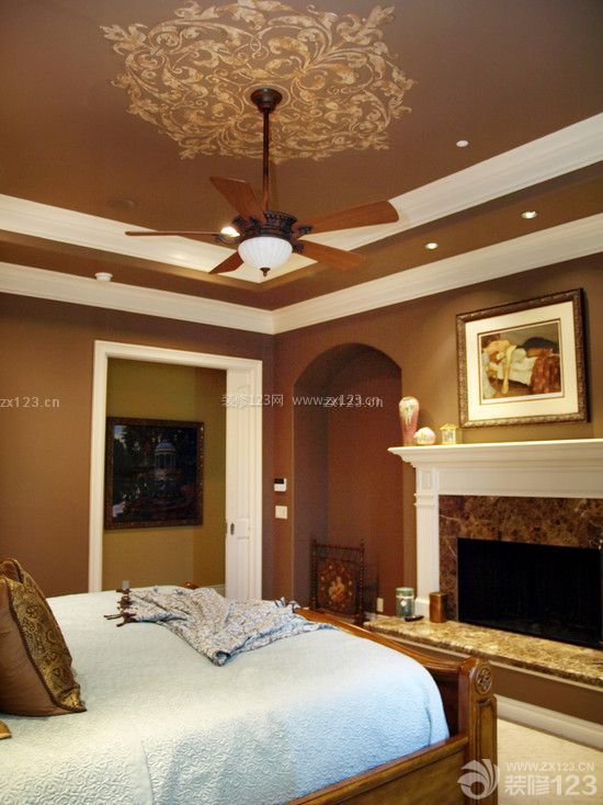 卧室天花板贴图欧式风扇灯效果图